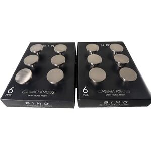 BINO 12-Pack Satin Nickel Finish Cabinet Knobs Round Circle Drawer Modern NEW